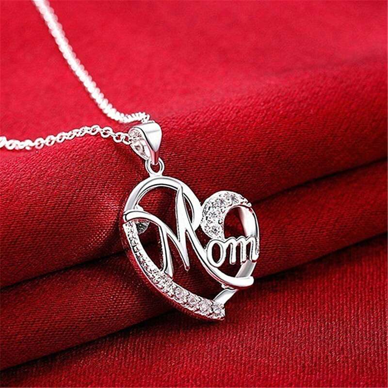 

Mother's Day Heart Pendant Necklace, Silver
