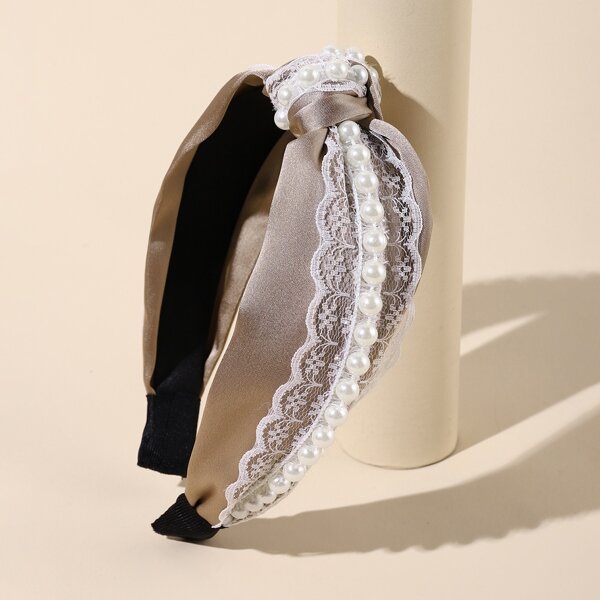 

Faux Pearl Decor Headband, Khaki