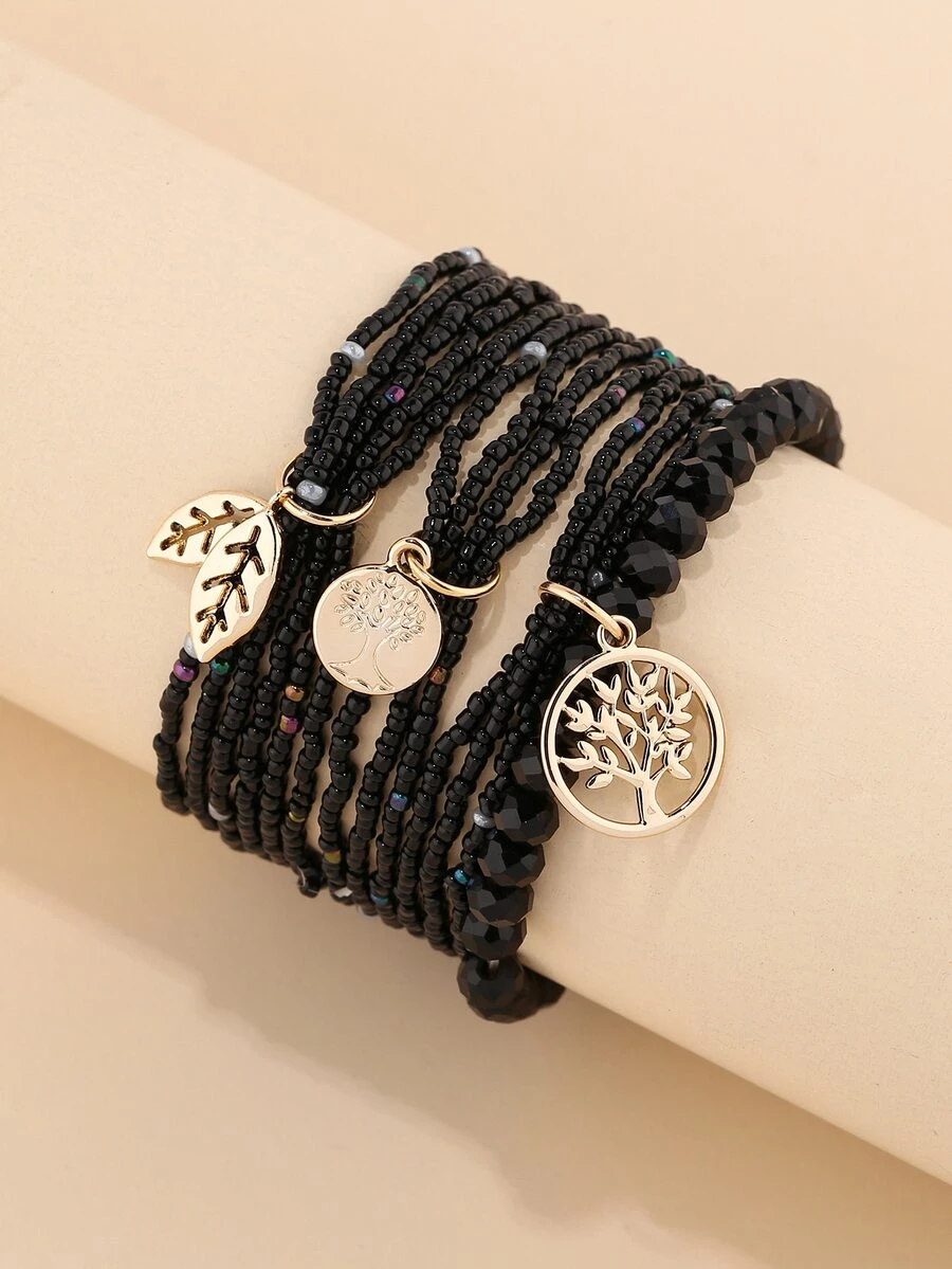 3 cái vòng tay quyến rũ cây - màu đen - Xem 1