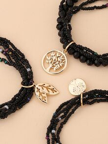 3 cái vòng tay quyến rũ cây - màu đen - Xem 3