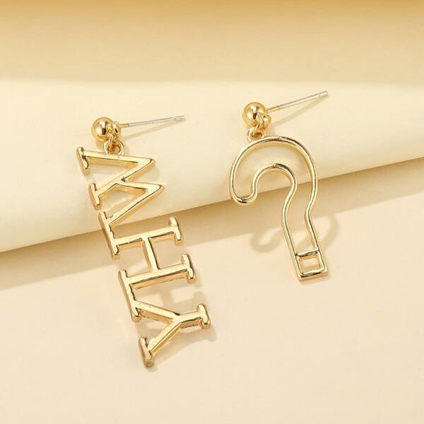

Letter Charm Mismatched Drop Earrings, Gold