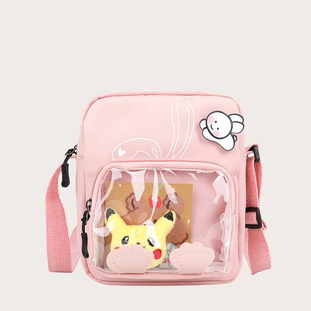 

Cartoon Crossbody Bag, Baby pink
