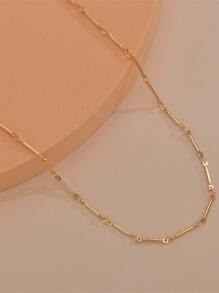 Minimalist Metal Necklace - Yellow Gold - View 3