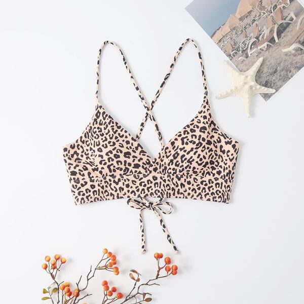

Leopard Print Bikini Top, Multicolor
