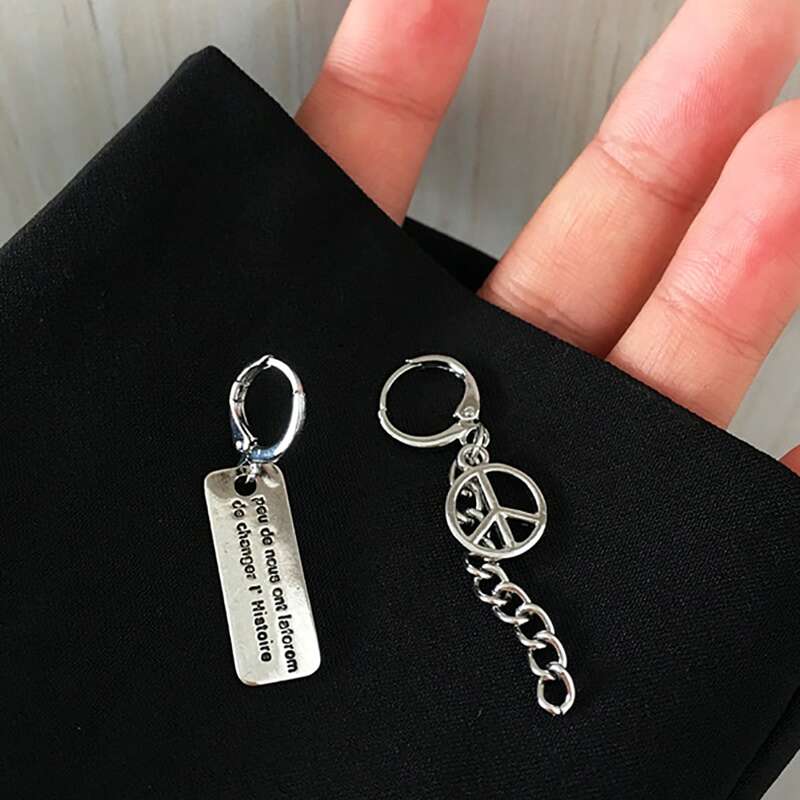 

Letter & Chain Drop Earrings, Silver
