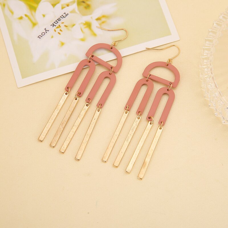 

Geo Tassel Drop Earrings, Gold