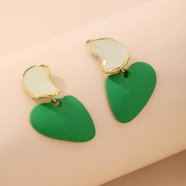 

Irregular Drop Earrings, Green