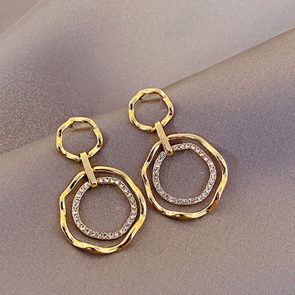 

Rhinestone Decor Irregular Drop Earrings, Gold