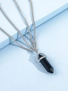 Collar A Capas Con Dije Geométrico - Negro - Ver 4