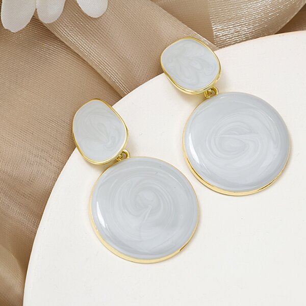 

Round Drop Earrings, Grey