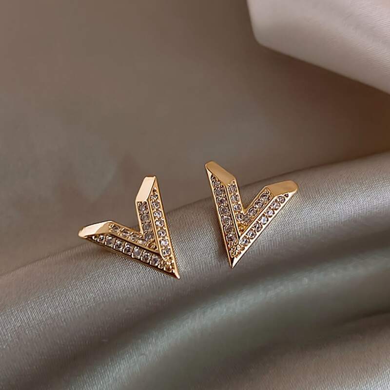 

Rhinestone Stud Earrings, Gold