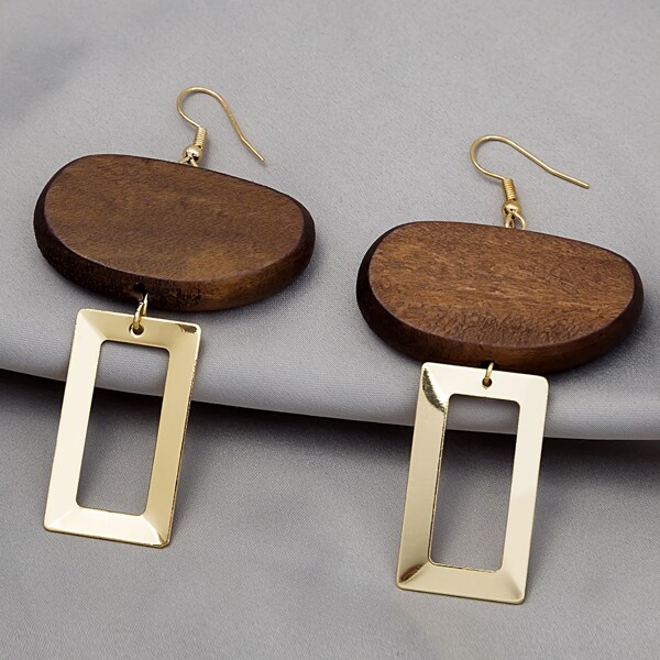

Geometric Drop Earrings, Brown