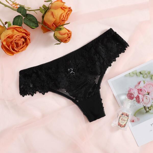 

Floral Lace Panty, Black