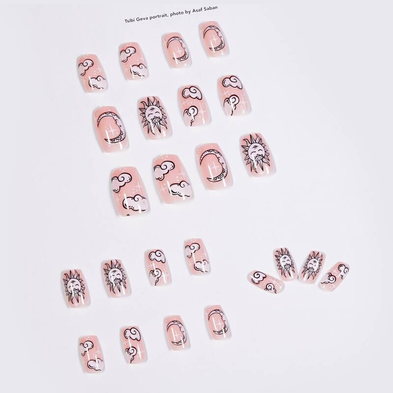 

24pcs Galaxy Fake Nail, Baby pink