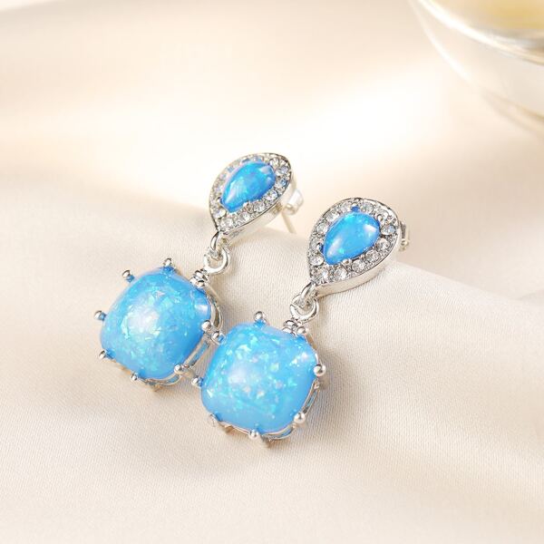 

Rhinestone Detail Drop Earrings, Blue