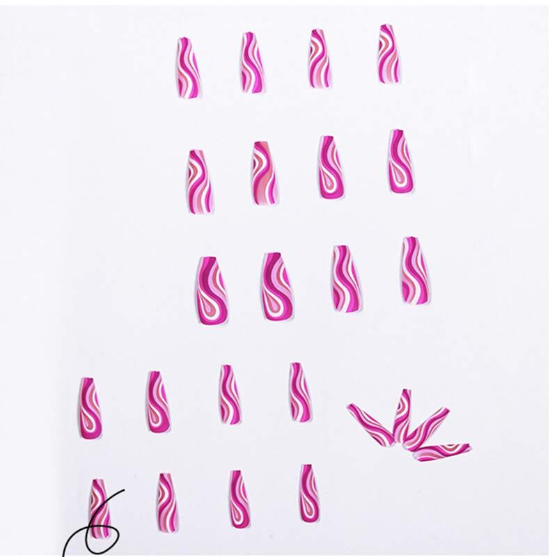 

24pcs Graphic Fake Nail, Pink