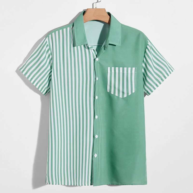 

Guys Striped Button Front Shirt, Green