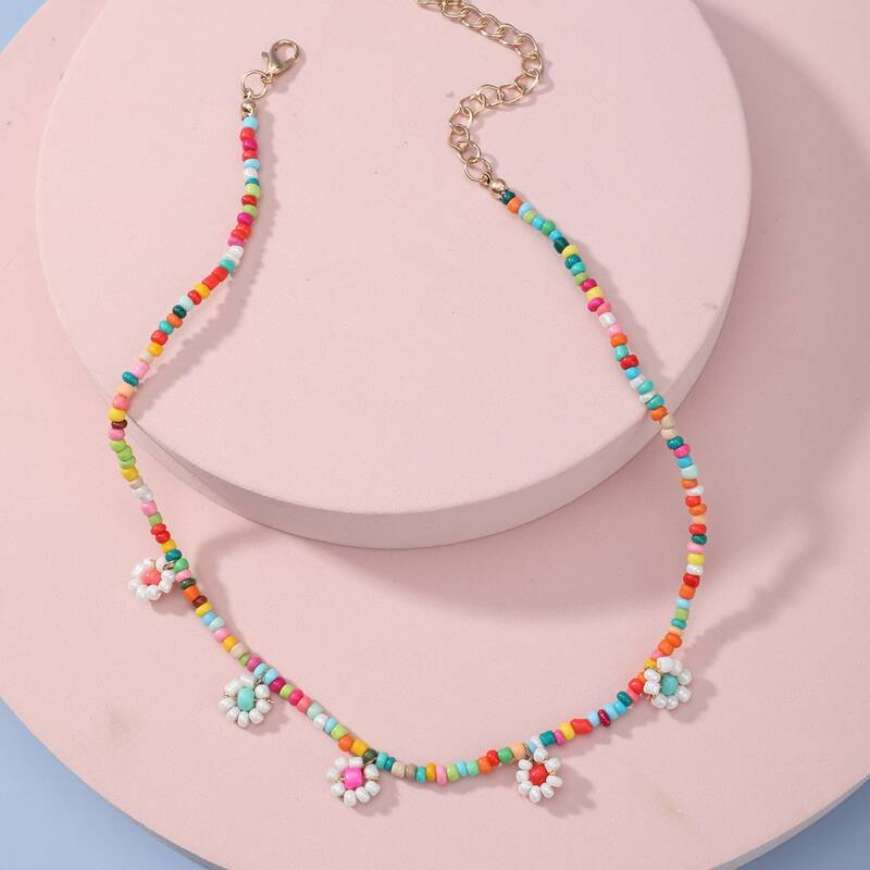 

Floral Beaded Necklace, Multicolor