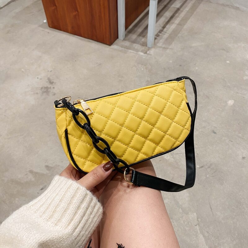 

Quilted Baguette Bag, Yellow