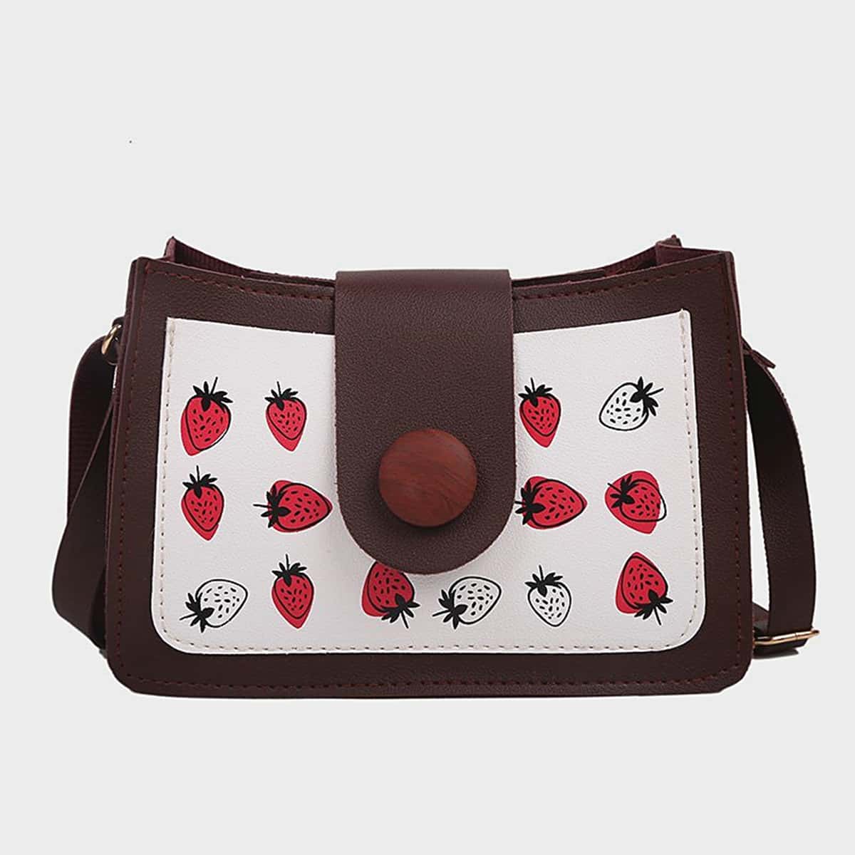 

Strawberry Pattern Shoulder Bag, Multicolor