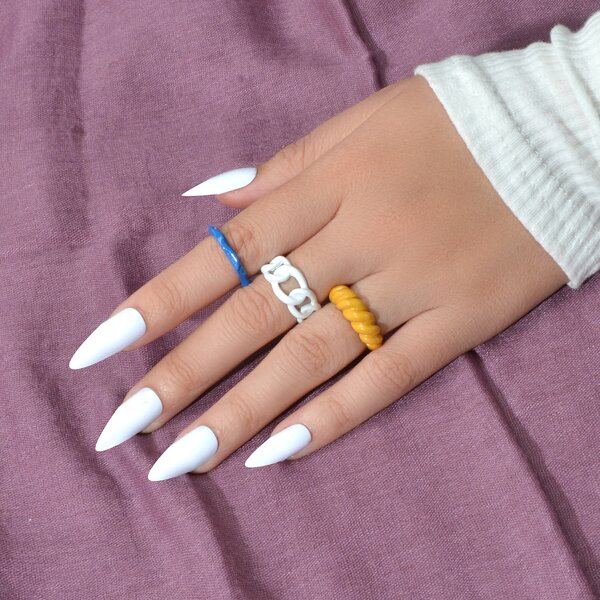 

3pcs Resin Ring, Multicolor