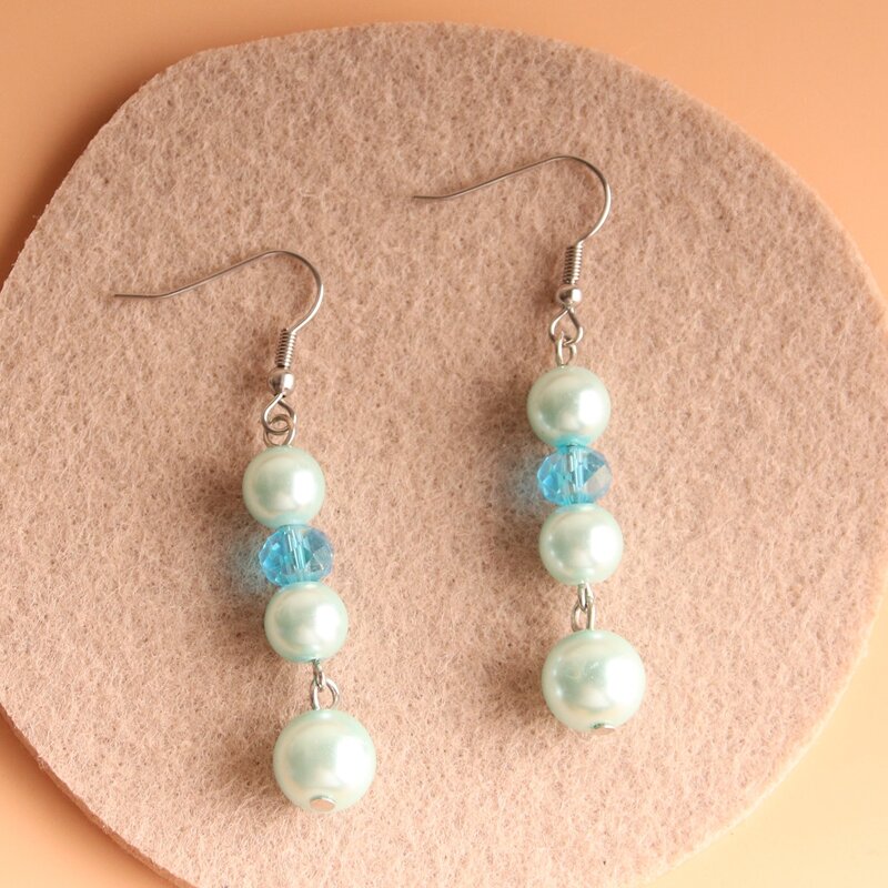 

Faux Pearl Drop Earrings, Blue