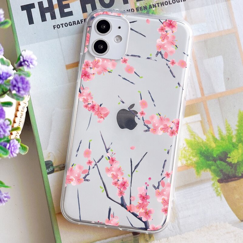 

Floral Clear Phone Case, Pink