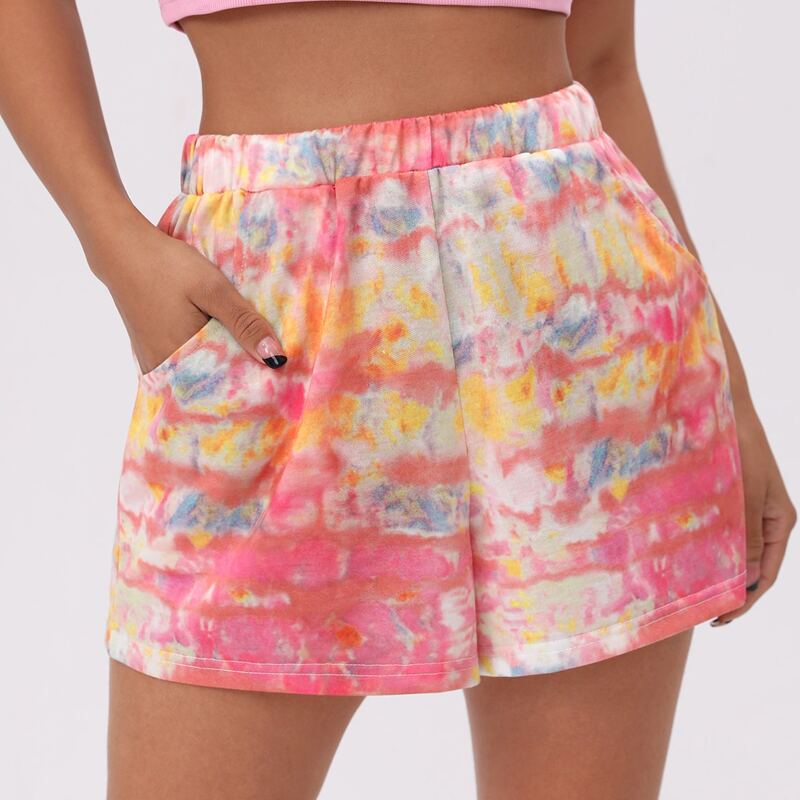 

Elastic Waist Tie Dye Shorts, Multicolor
