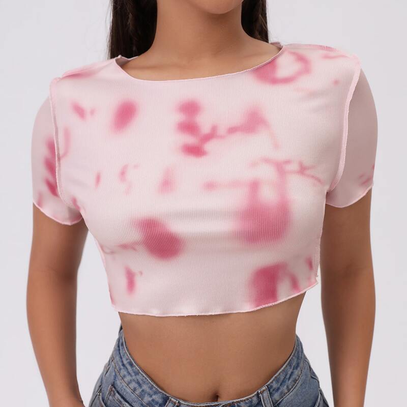 

Tie Dye Rib-knit Crop Tee, Multicolor