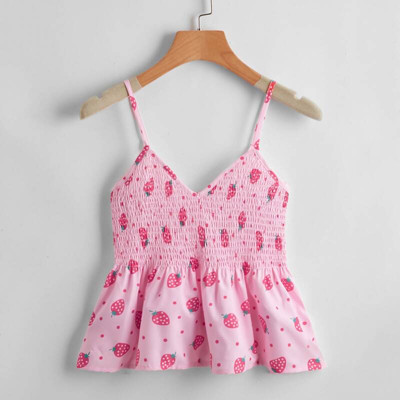 

Strawberry Shirred Cami, Baby pink