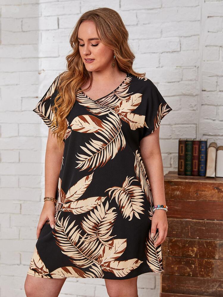 EMERY ROSE Đầm Plus Size Nhiệt đới Boho - màu đen - Xem 4