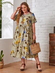 EMERY ROSE 大碼印花娃娃裙 - 彩色 - 查看 4