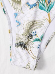3packs Crane Print Halter Bikini Set & Kimono Summer Beach - Multicolor - View 5
