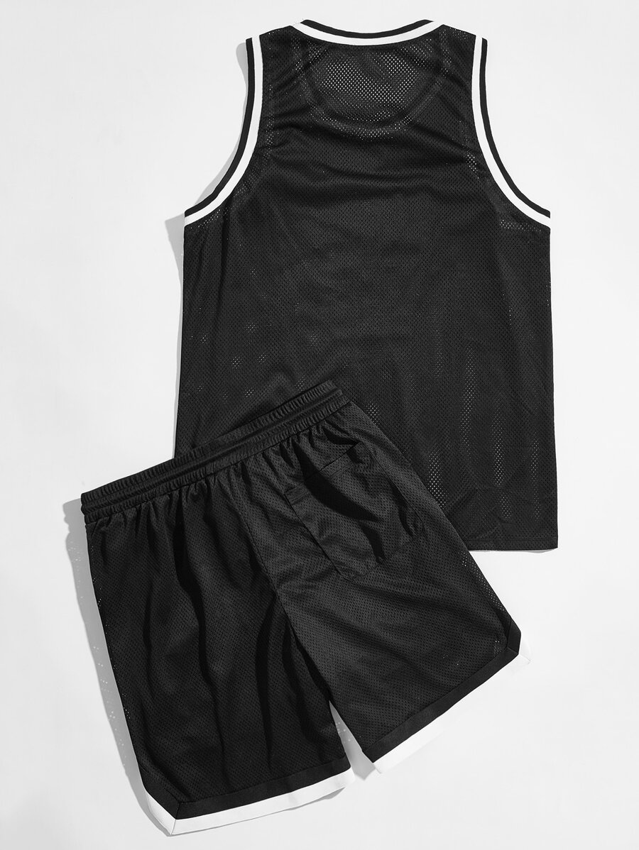 Manfinity Sporsity Men Embroidery Letter Ringer Tank Top & Shorts Set for Sale Australia New