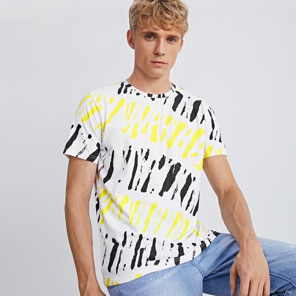

Men Graphic Print Colorblock Tee, Multicolor