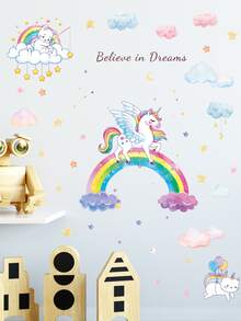 Kids Unicorn Print Wall Sticker - Multicolor - View 6