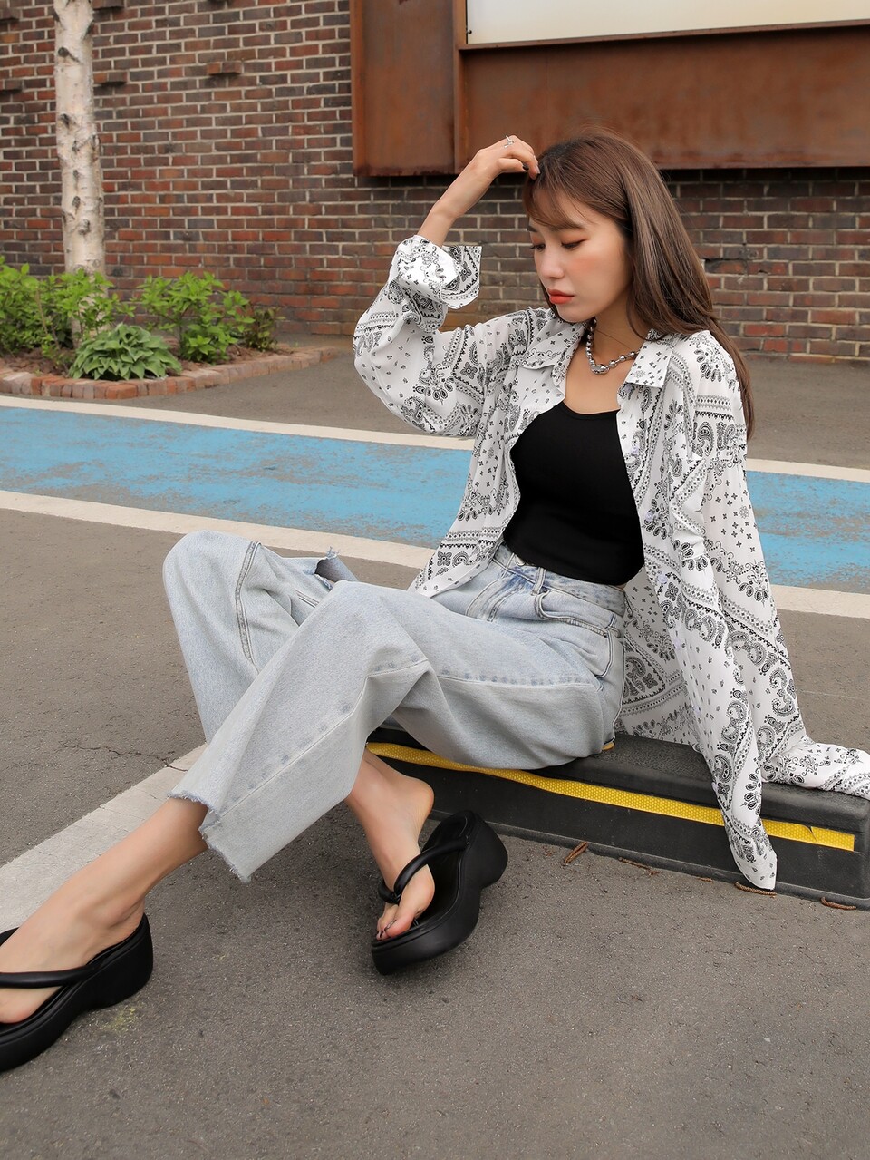 Paisley Print Button Up Blouse