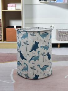 Dinosaur Print Collapsible Laundry Basket - Multicolor - View 1