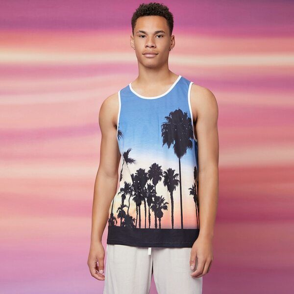 

Men Tropical Print Tank Top, Multicolor