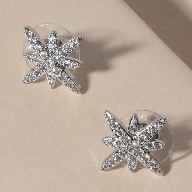 

Rhinestone Stud Earrings, Silver