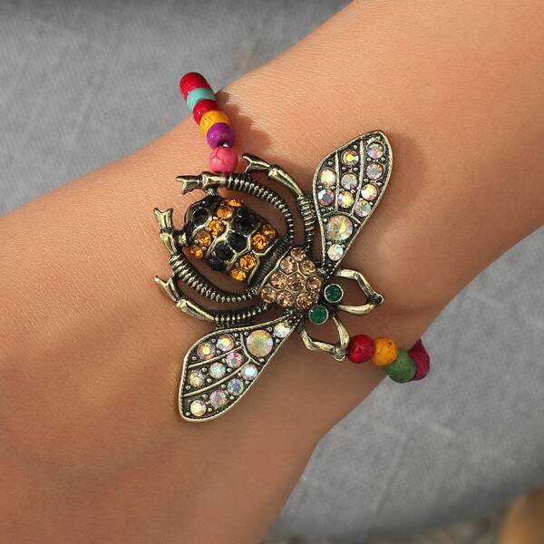 

Rhinestone Bee Decor Bracelet, Multicolor