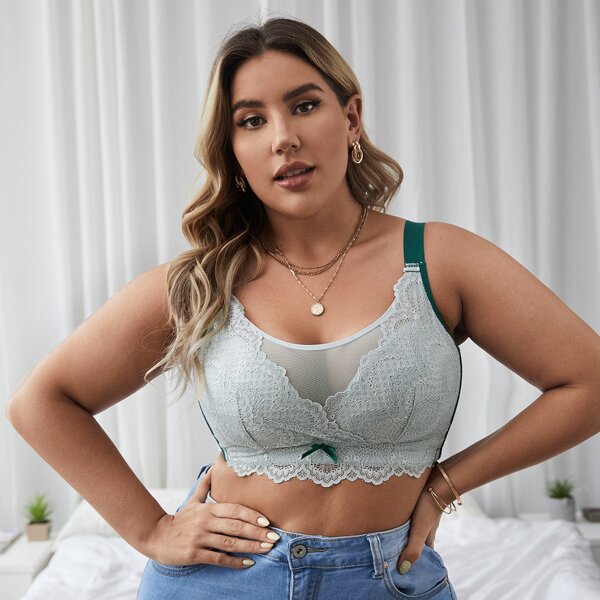 

Plus Color Block Full Cup Bralette, Light grey