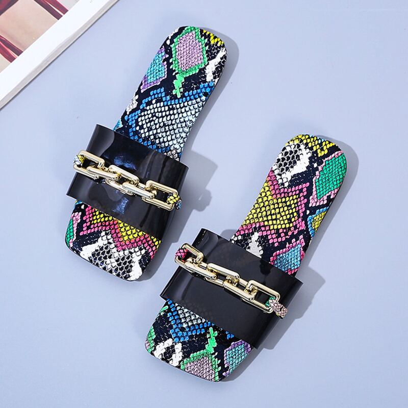

Chain Strap Slides, Black