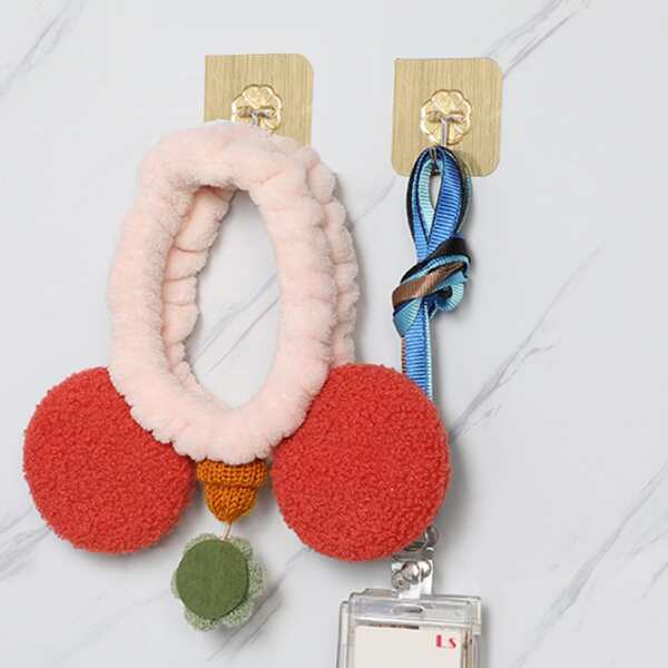 

4pcs Non-marking Wall Hook, Gold