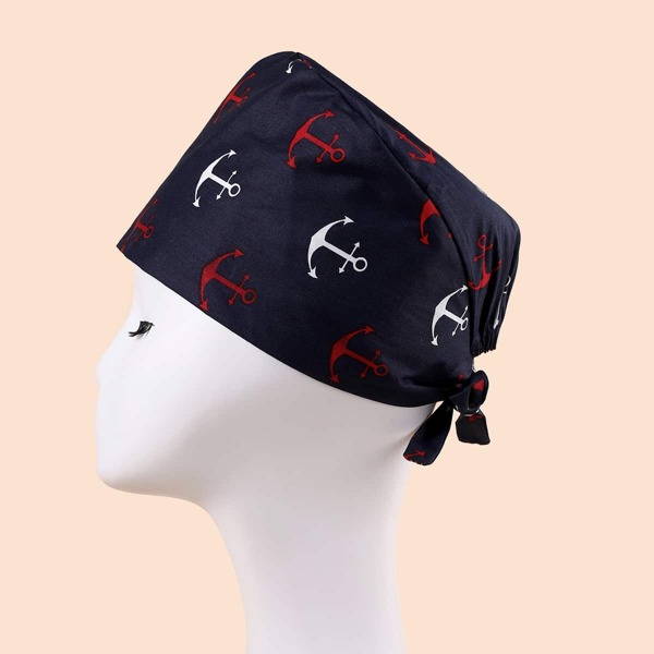 

Anchor Print Hat, Navy blue