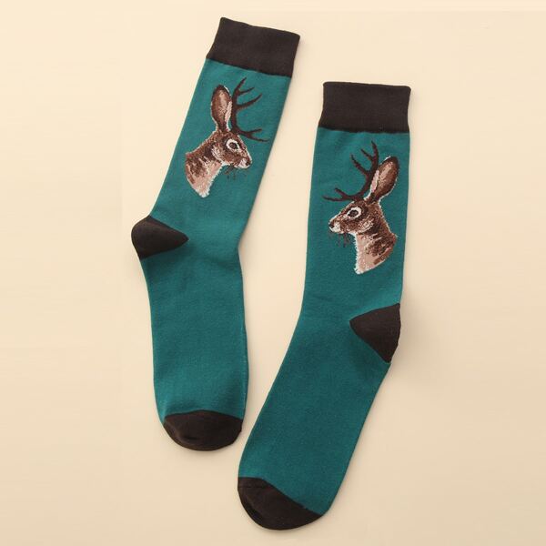 

Animal Head Print Crew Socks, Multicolor