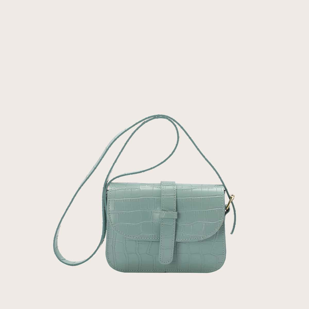 

Croc Embossed Crossbody Bag, Mint green