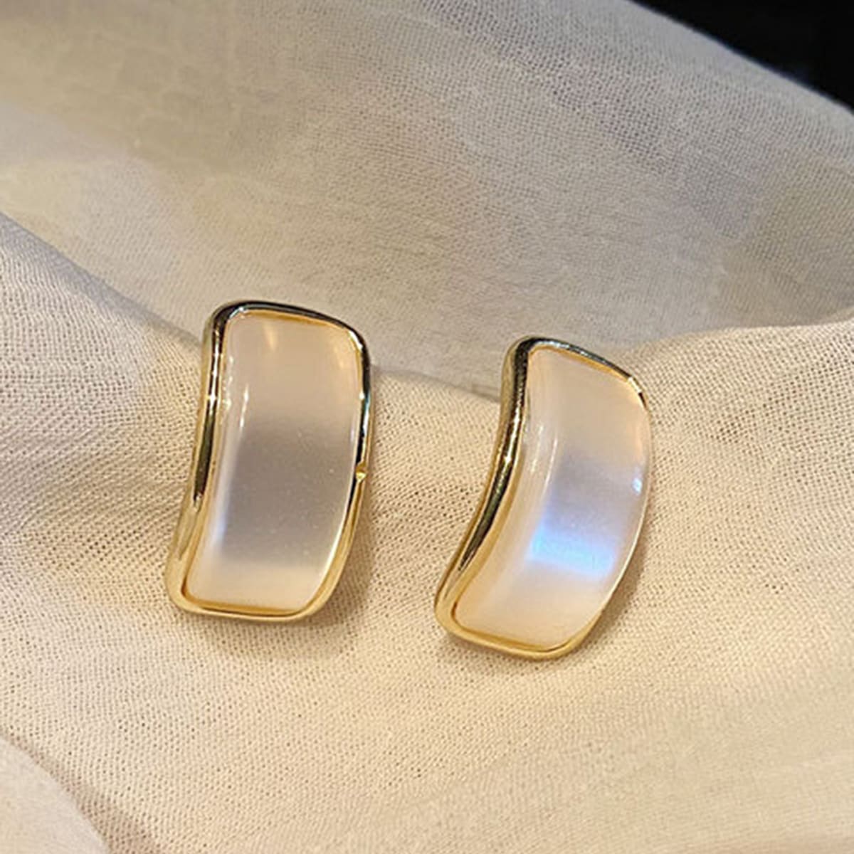 

Opal Stud Earrings, White