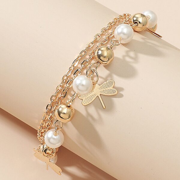 

Faux Pearl Decor Chain Bracelet, Gold