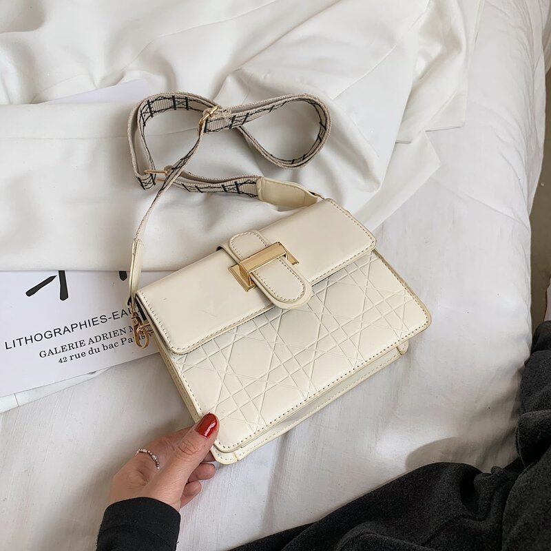

Quilted Flap Crossbody Bag, Beige
